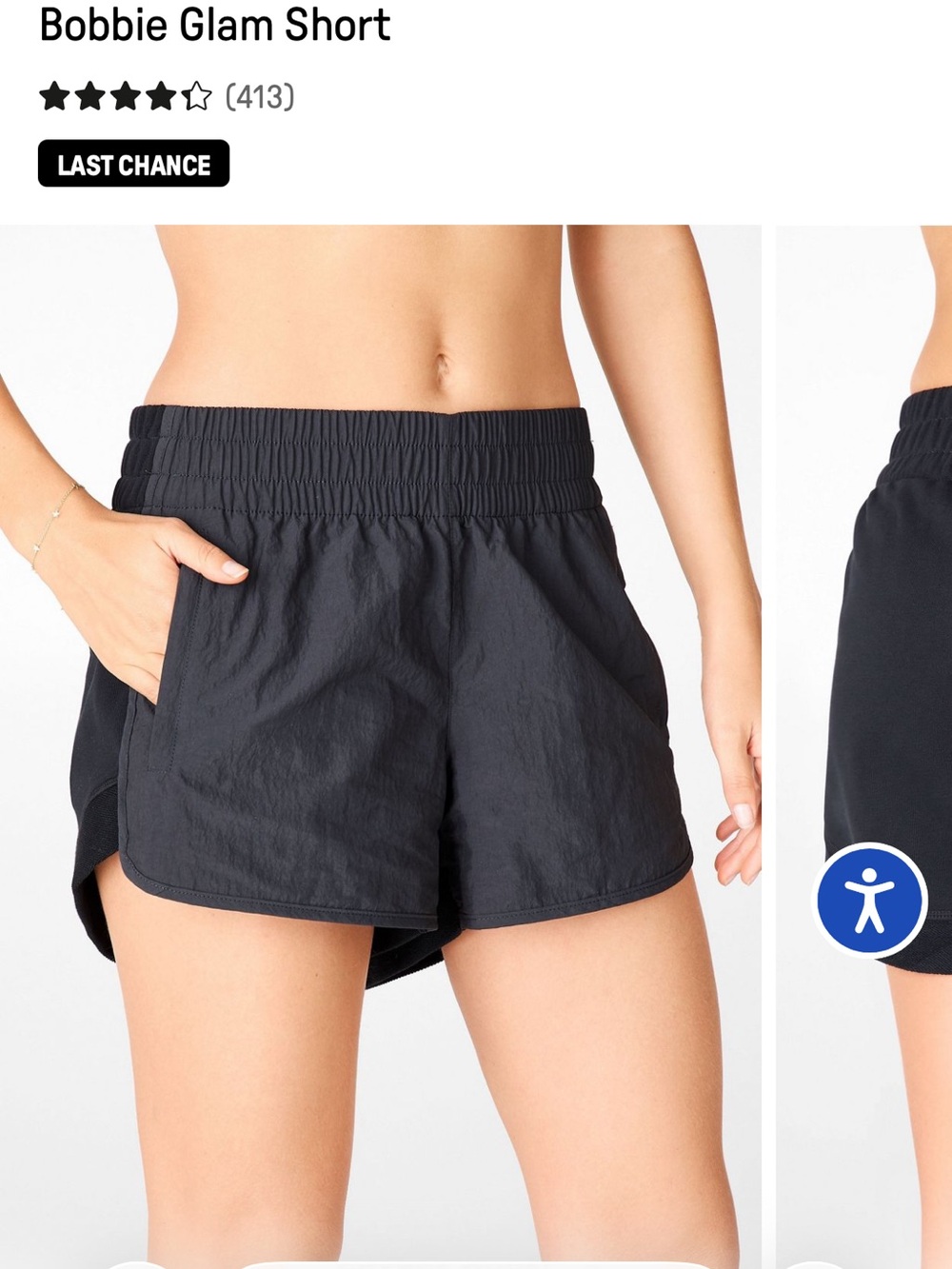 Fabletics Bobbie Glam Shorts, women’s black.  Size large. Excellent condition!